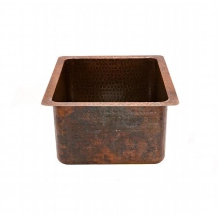 Premier Copper Products Premier Copper Products BREC16DB 16 in. x 14 in. Gourmet Rectangular Hammered Copper Bar-Prep Sink with 3.5 in. Drain BREC16DB